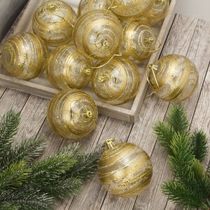 Набор пластиковых шаров Метель 8 см золотой, 12 шт Kaemingk фото 1