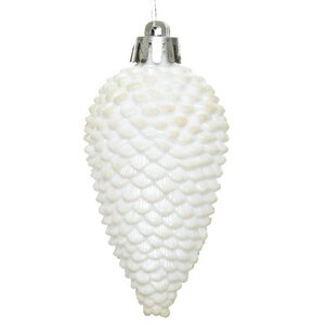 Елочная игрушка Шишка Alto - Морозный белый 8 см, 6 шт, пластик, подвеска Winter Deco фото 3