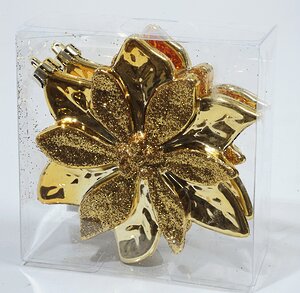 Пуансеттия Рождественская золотая, 14 см 2 шт, пластик Kaemingk фото 1