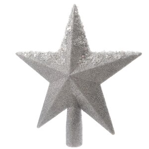 Верхушка Звезда 19 см серебряная заснеженная Kaemingk фото 1