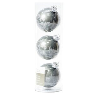 Набор стеклянных елочных шаров Совершенство 7 см серый шерстяной, 3 шт Kaemingk фото 4