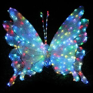 Бабочка светящаяся, 82*82 см, уличная, прозрачные акриловые нити, 360 разноцветных светодиодов, IP65 Экорост фото 1