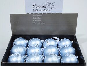 Набор стеклянных шаров "БЛЕСК", голубой, 8 см, 12 шт Kaemingk фото 1