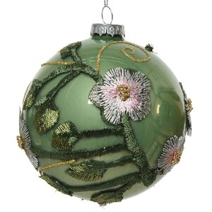 Стеклянный елочный шар Jardin De Grasse 10 см шалфейный Kaemingk фото 1