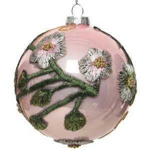 Стеклянный елочный шар Jardin De Grasse 10 см розовый бутон Kaemingk фото 1
