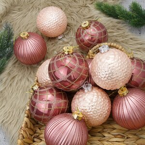 Набор стеклянных шаров Курбевуа 10 см розовый, 12 шт Kaemingk фото 1