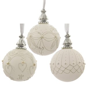 Набор стеклянных шаров "БЛЕСК", 8 см, 12 шт, белый, стекло, подвеска Kaemingk фото 1