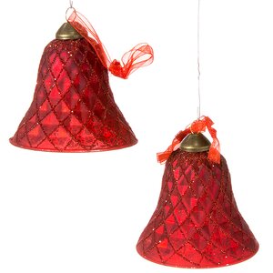Набор колокольчиков Грани красоты, 8 см, 2 шт, красный, стекло, подвеска Kaemingk фото 1