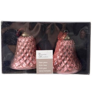 Набор стеклянных колокольчиков Грани красоты розовые, 8 см, 2 шт, подвеска Kaemingk фото 2
