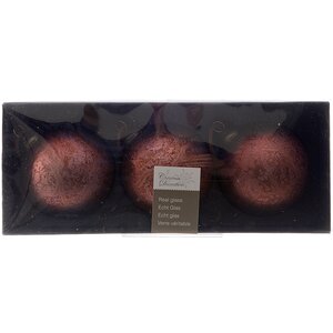 Набор винтажных елочных шаров Мраморный Узор 8 см марсала, 3 шт, стекло Kaemingk фото 2