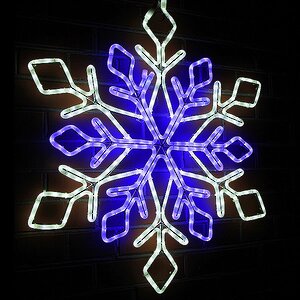 Снежинка-звезда из дюралайта, уличная, 80*69 см, бело-синий, IP65 Экорост фото 2