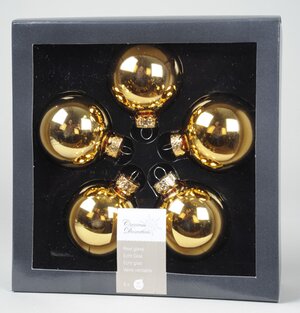 Набор стеклянных шаров 6 см, 5 шт, золотой глянцевый Kaemingk фото 1