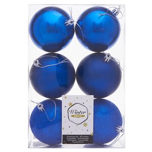 Набор пластиковых шаров Liberty Twist 8 см, 6 шт, синий Winter Deco фото 3