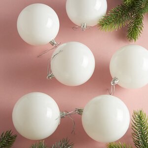 Набор пластиковых шаров Liberty 8 см, 6 шт, белый глянцевый Winter Deco фото 2