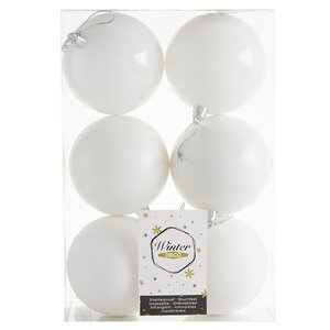 Набор пластиковых шаров Liberty Twist 8 см, 6 шт, белый Winter Deco фото 3