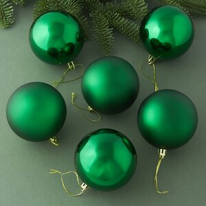 Набор пластиковых шаров Liberty 8 см, 6 шт, рождественский зеленый mix Winter Deco фото 1