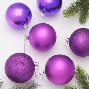 Набор пластиковых шаров Liberty Twist 8 см, 6 шт, фиолетовый Winter Deco фото 2