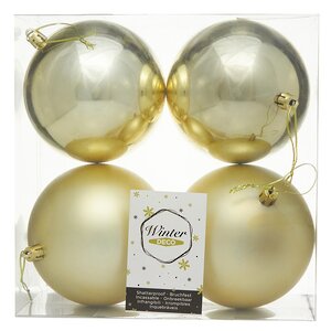 Набор пластиковых шаров Liberty 10 см, 4 шт, светло-золотой mix Winter Deco фото 2