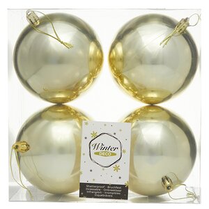 Набор пластиковых шаров Liberty 10 см, 4 шт, светло-золотой глянцевый Winter Deco фото 2