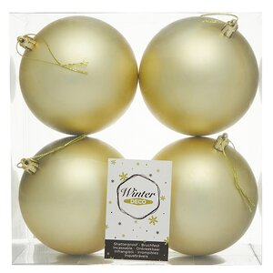 Набор пластиковых шаров Liberty 10 см, 4 шт, светло-золотой матовый Winter Deco фото 2