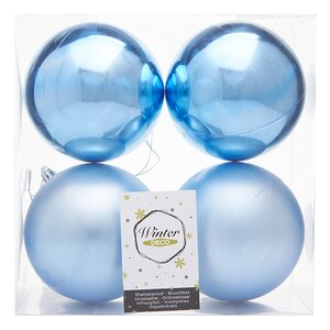Набор пластиковых шаров Liberty 10 см, 4 шт, голубой mix Winter Deco фото 2