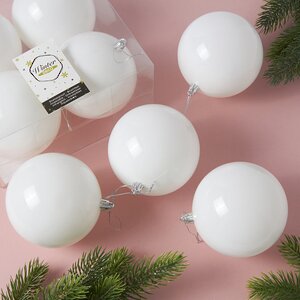 Набор пластиковых шаров Liberty 10 см, 4 шт, белый глянцевый Winter Deco фото 1