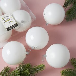 Набор пластиковых шаров Liberty 10 см, 4 шт, белый mix Winter Deco фото 1