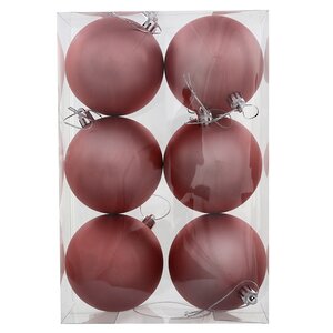 Набор пластиковых шаров Liberty 8 см, 6 шт, светло-розовый матовый Winter Deco фото 2