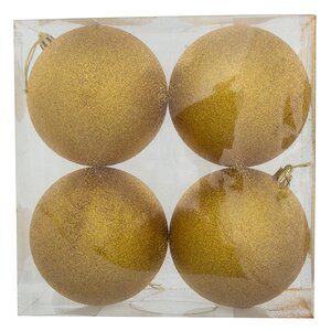 Набор пластиковых шаров Liberty 10 см, 4 шт, золотой с блестками Winter Deco фото 2