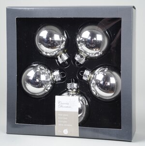 Набор стеклянных шаров, серебро глянец, 6 см, 5 шт, уцененный Kaemingk фото 1
