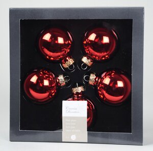 Набор стеклянных шаров 6 см, 5 шт, красный глянцевый Kaemingk фото 1