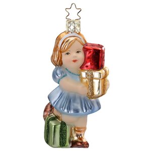 Стеклянная елочная игрушка Девочка Гретта - Рождественские подарки 11 см, подвеска Inge Glas фото 1