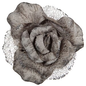 Роза Ажурные Кружева 14*15 см черненое серебро, клипса Edelman фото 1