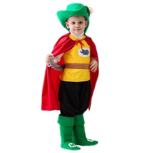 Карнавальный костюм Кот в сапогах красно-зеленый, рост 104-116 см Бока С фото 1