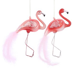 Стеклянная елочная игрушка Розовый Фламинго Спаркли 13 см, подвеска Edelman фото 2