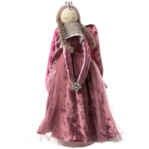 Декоративная фигура Ангел Вайнона 29 см в бархатном розовом платье Due Esse Christmas фото 1