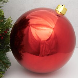 Пластиковый шар Sonder 30 см красный глянцевый Winter Deco фото 1