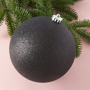 Пластиковый шар Sonder 15 см черный с блестками Winter Deco фото 1