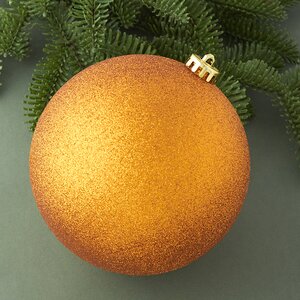 Пластиковый шар Sonder 15 см оранжевый с блестками Winter Deco фото 1