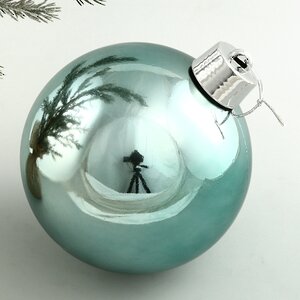 Пластиковый шар Sonder 20 см сине-зеленый глянцевый Winter Deco фото 1