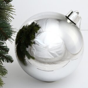 Пластиковый шар Sonder 20 см серебряный глянцевый Winter Deco фото 1