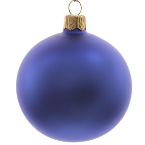 Стеклянный матовый елочный шар Royal Classic 15 см королевский синий Kaemingk фото 1