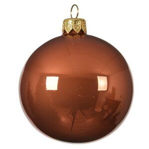 Стеклянный глянцевый елочный шар Royal Classic 15 см terra brown Kaemingk фото 1
