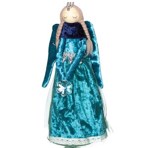 Декоративная фигура Ангел Вайнона 29 см в бархатном изумрудном платье Due Esse Christmas фото 1