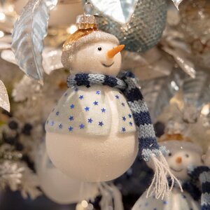 Стеклянная елочная игрушка Снеговик Кевин - Winter Joy 13 см, подвеска Kaemingk фото 2