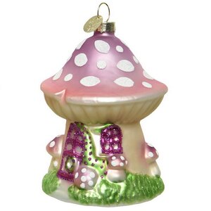 Стеклянная елочная игрушка Гриб - Домик лесной феи Клариссы 11 см, подвеска Kaemingk фото 1