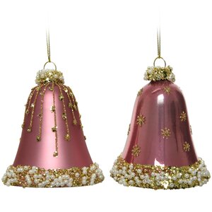 Набор колокольчиков Sonnette Розовый бархат 8 см, 2 шт, стекло, подвеска Kaemingk фото 1