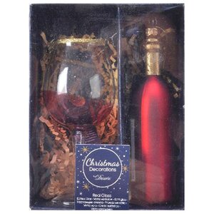Набор стеклянных елочных игрушек Christmas Eve: Красное вино 14 см, 2 шт, подвеска Kaemingk фото 3