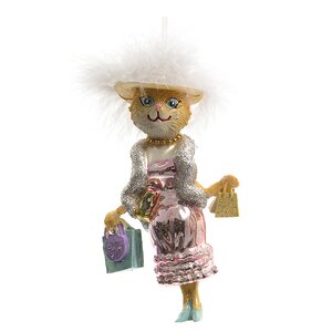 Елочная игрушка Кошечка-Милашка 7*10*18 см розовая, стекло, подвеска Kaemingk фото 1