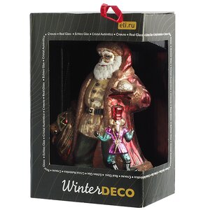 Стеклянная елочная игрушка Санта с щелкунчиком - Retro Classic 19 см, подвеска Winter Deco фото 3
